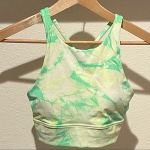 Lululemon athletica lime green tie dye sports top with pads included. Like new!